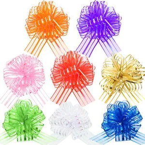 8 Pieces Large Pull Bow 6 inches Mixed Color Organza Gift Wrapping Ribbon - Picture 1 of 7
