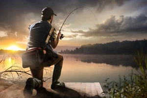 Fisherman Fishing River Lake Extreme 3D Decal Wall Sticker Poster Vinyl S107 - Picture 1 of 1