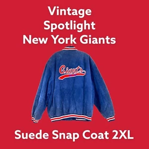 Vintage NY Giants New York Mens Suede Snap Coat Jacket Spell Out Size 2XL - Picture 1 of 12