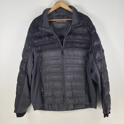 Michael kors mens puffer jacket size 2XL grey black zip collar long sleeve100803 - Image 1 of 4