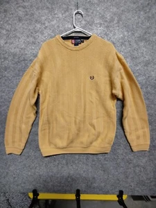 Chaps Ralph Lauren Beige Cotton Herringbone Knit Sweater Men’s Large Vintage - Picture 1 of 10