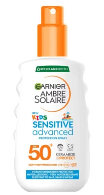 Garnier Ambre Solaire Kinder LSF 50+ empfindliche Sonnencreme Spray 150 ml kostenloser Versand im Vereinigten Königreich