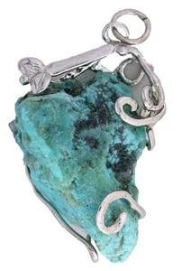 Turquoise Wirewrapped Crystal Silver Color Pendant 22 Inch Snake Chain EPPC106 - Picture 1 of 3
