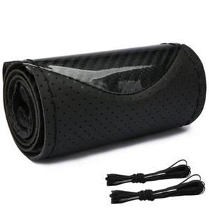 38CM DIY Car Stitch PU Leather Steering Wheel Cover Anti-slip W/Needle Thread - Picture 1 of 9