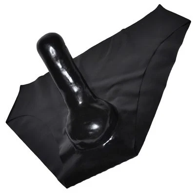 Latex Unterhose mit Hülle aus Gummi in schwarz, Einheitsgröße