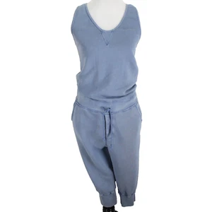 Aritzia TNA Capri Jumpsuit Damen Gr. M blau Sweatshirt Strick ärmellos Racerback - Bild 1 von 7