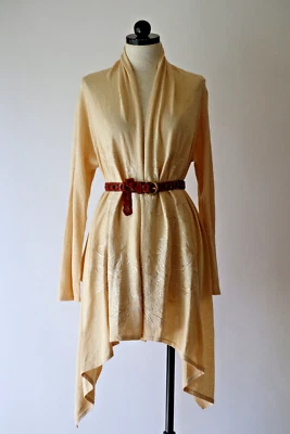 Jones New York Yellow Cotton Embroidered Shawl Wrap Cardigan Sweater Top Women M - Image 1 of 4