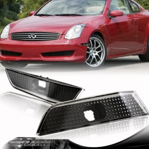 Black Housing Clear Lens Bumper Side Market Lights For 03-07 Infiniti G35 Coupe - Imagen 1 de 3