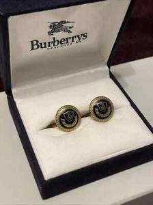 Burberry Cufflinks Gold Burberry Shield Logo Enamel - Picture 1 of 3
