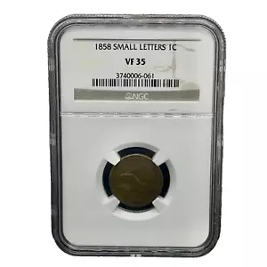 1858 Flying Eagle Copper Small Cent Small Letters Variety 1C NGC VF 35 - Picture 1 of 4