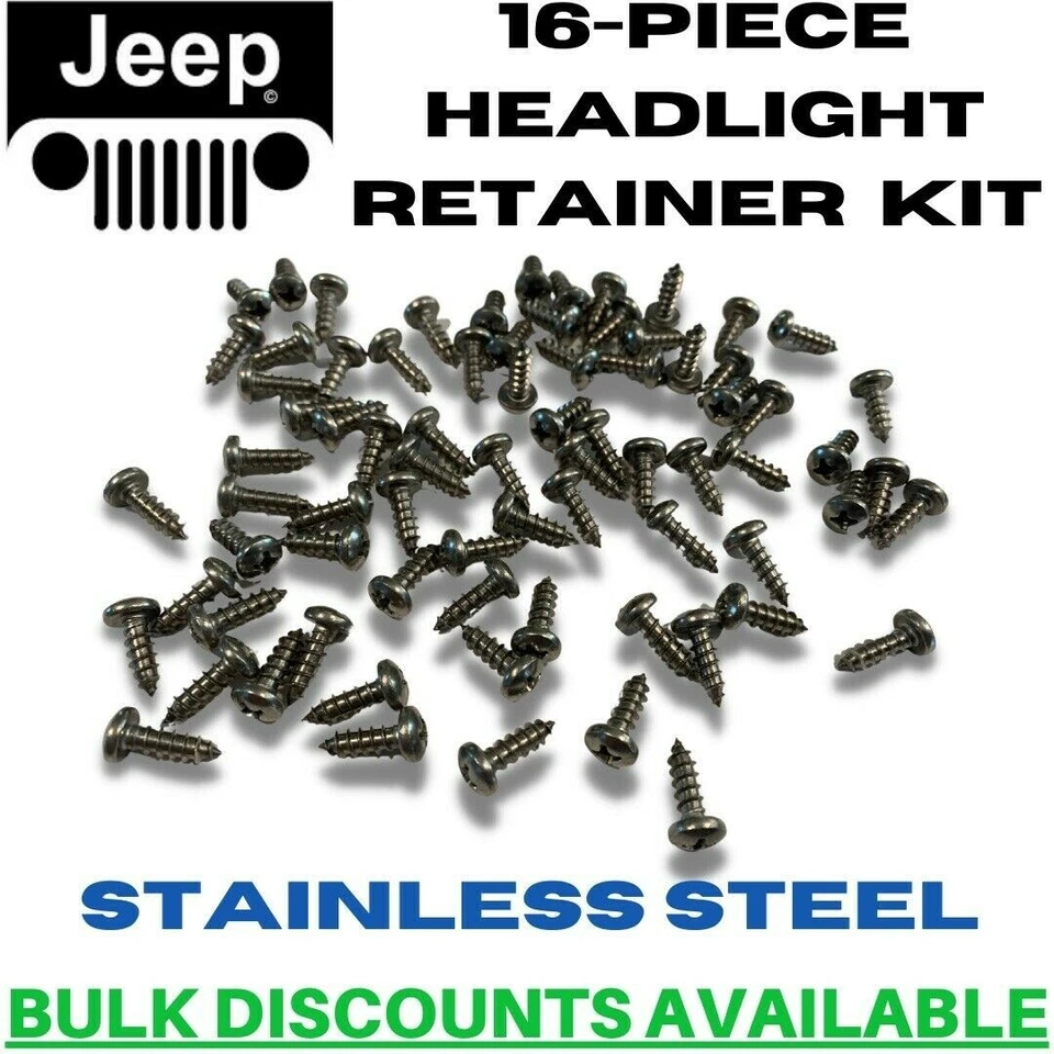 1965-1968 Jeep DJ6 Headlight Trim Ring Retainer Bucket Screws Stainless Steel - Image 1 of 1