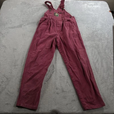 Vtg 90s Disney Pocahontas Magenta Pink Denim Bib Overalls Pleated Kids Size 10 - Image 1 of 4