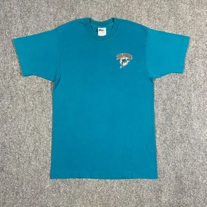 VINTAGE Miami Dolphins Embroidered Logo Shirt Mens Medium Aqua NFL Football 90s - Picture 1 of 17