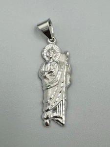 Pure .999 Silver Saint Jude Pendant Medal San Judas Plata Handmade Taxco - New M - Picture 1 of 6