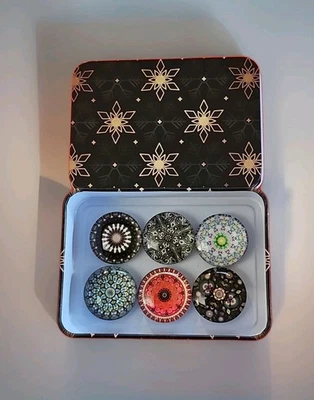 6 Pcs. Handmade Glass Magnet Decorative  For Ref Memo Board Black Metal Gift Box - Image 1 of 4