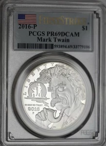 2016-P $1 Mark Twain Commemorative Silver Dollar PCGS PR69DCAM First Strike - Picture 1 of 2