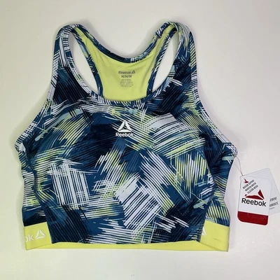 Reebok Revolve Sports Bra Print Dark Blue Size M - Image 1 of 4