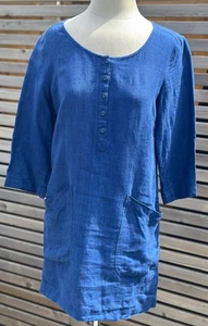 Seasalt Highlight Tunika Kleid blau blau Leinen Fronttaschen Etikett UK 8 - Bild 1 von 8