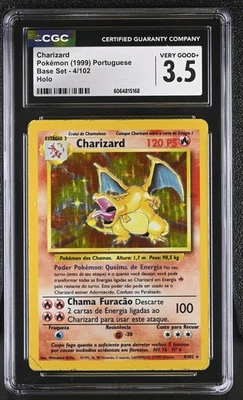 CGC 3.5 Portuguese Charizard 1999 Base Set 4/102 Holo Pokemon Card - Image 1 of 2