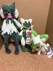 Juego de 3 juguetes de peluche Pokemon Center Sprigatito Floragato Meowscarada Japón - Imagen 1 de 5