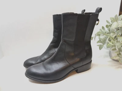 Lauren Ralph Lauren Mona Botines Cuero Negro Mujer 8.5B Pull On Moto Otoño Foto 1 de 4