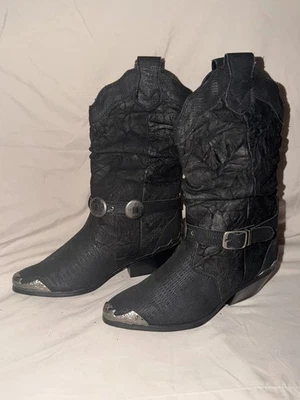 Botas para mujer AJ Valenci negras occidentales talla 7 metálicas Foto 1 de 4