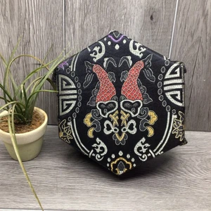 Cesta de mesa extensible brocado de seda asiática vintage pez koi negro dorado 8" de diámetro - Imagen 1 de 11