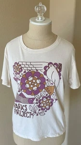 PARKS PROJECT MUJER Retro Años 70 Art Deco Recortado Cuadrado Gráfico S/S Camiseta S Natural - Imagen 1 de 7