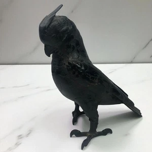 Statua Okimono Meiji giapponese vintage bronzo ferro cacatua uccellino "Giappone" LEGGI - Foto 1 di 24