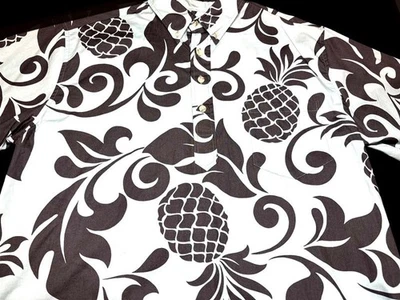 Camisa Hilo Hatties Para Hombres Hawaiana Aloha Botón Delantero Manga Corta Verde Marrón L Foto 1 de 4