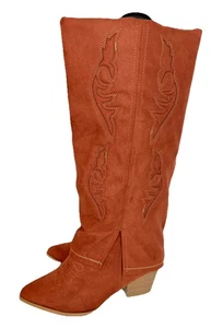 Cato modische hohe Westernstiefel mit Kapuze rostbraun Damengröße 11W - Bild 1 von 14