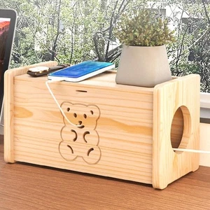 Cable Management Box Wooden Cord Organizer Box for Desk Cord TV Floor Cables - Bild 1 von 7