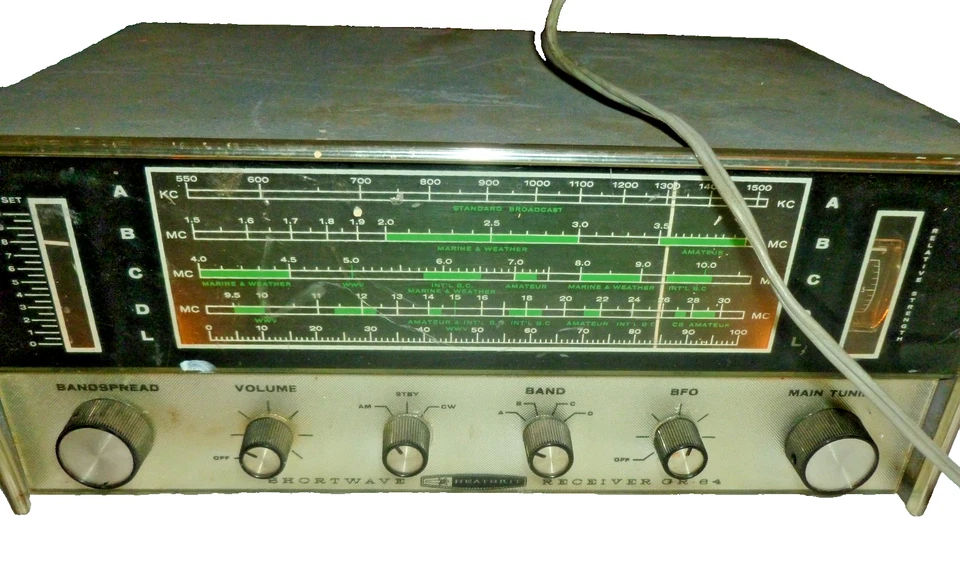 Tubo de vácuo receptor de ondas curtas GR-64 Working HEATHKIT 4 bandas liga - Imagem 1 de 4