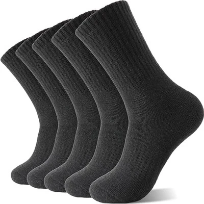  5 Pack Merino Wool Hiking Socks for Women Warm Winter Thick One Size Black - Imagem 1 de 4