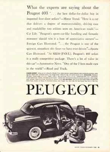 1961 PEUGEOT 403  ~  CLASSIC ORIGINAL PRINT AD - Imagen 1 de 1