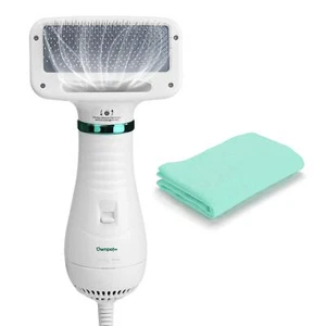Pet Hair Dryer w/ Slicker Brush & Adjustable Heat Settings for Dog Cat Grooming - Picture 1 of 9