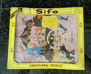 Vtg Sifo Co Nursery Rhymes Fiberboard Inlay  Puzzles Lot of 4 USA 1957 8Z1 - Picture 1 of 18