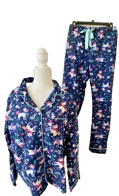 WONDERSHOP Unicornio 100% Algodón Franela Navidad Pijama Conjunto XXL Foto 1 de 4