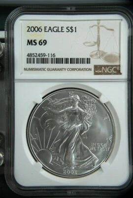 2006 American Silver Eagle $1 NGC MS69 - Image 1 of 2