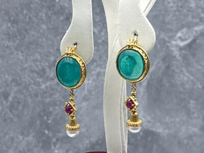 Pendientes TAGLIAMONTE (RS2198E) 925SS/YGP Venecianos Intaglio *Abeja Ocupada*Reg. $280 Foto 1 de 4