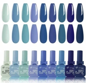 JR 9pcs 15ml Colorful Nail Gel Polish Soak-off UV/LED Blue/Teal Tones NEW - Picture 1 of 4