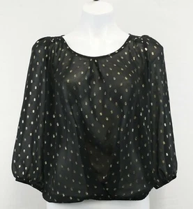IZ Byer Women Junior Shirt, Size Large, black, gold metallic, polyester, nylon - Picture 1 of 5