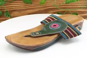 Spring Step Sz 39 M Multicolor Flip Flop Leather Women Sandals Yasmin - Picture 1 of 7