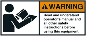Warnaufkleber"WARNING Read and understand operator´s man.."35x80/45x100/70x160mm - Bild 1 von 1