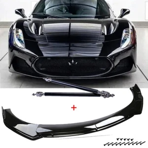 For Maserati Gran Turismo GT GTS Front Bumper Lip Spoiler Splitter Glossy Black - Picture 1 of 15