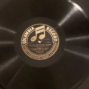 ITALIAN NATIONAL HYMN 78 rpm COLUMBIA A1216 CHIMES OF TRINITY 1914 V+ - Picture 1 of 4