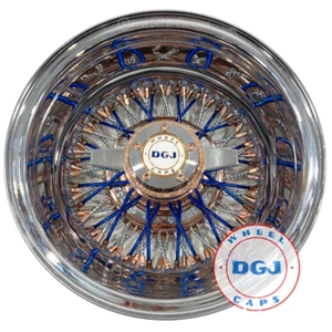 Radios de diamante DGJ 13x7 Rev 72 CL, ruedas de alambre Lowrider azul caramelo y oro rosa - Imagen 1 de 3