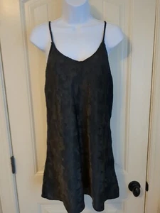 VTG 90s Slip Dress Shiny Glossy Satin Mini Black Large Read - Picture 1 of 8
