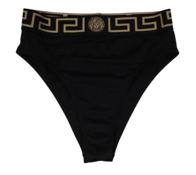 Versace Womens Greca Border Bikini Bottoms IT 4 US 38 Black - Image 1 of 4