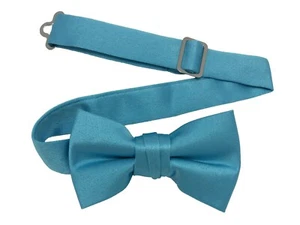 Boys Bow Tie Quality clip on adjustable neck band Satin Solid Pattern Colors - Picture 1 of 95
